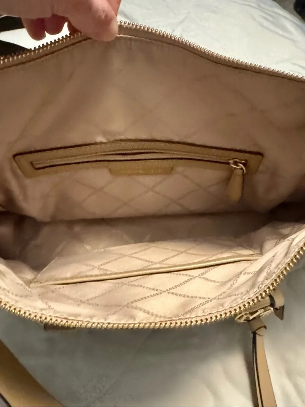 Michael Kors Brown Leather Shoulder Bag with Gold Hardware